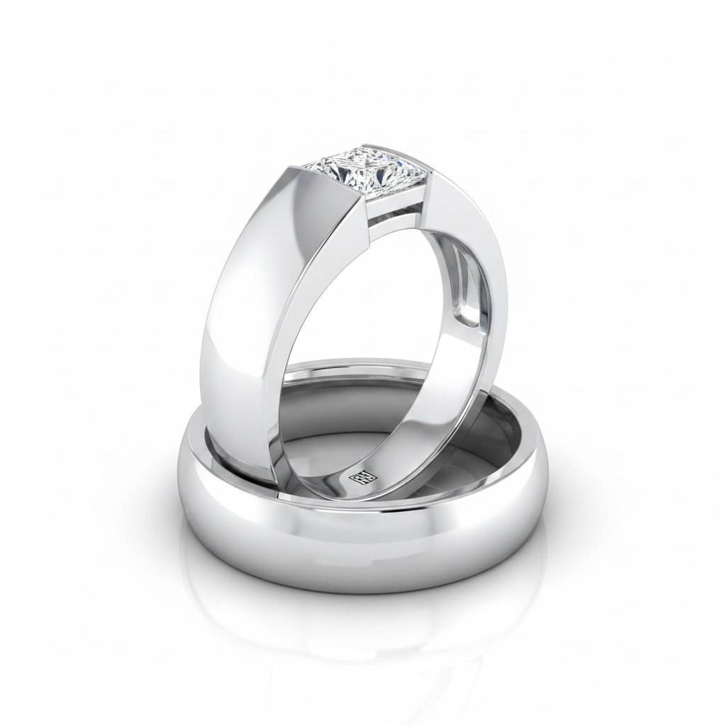 The Lola Matching Wedding Band, Princess in Platinum