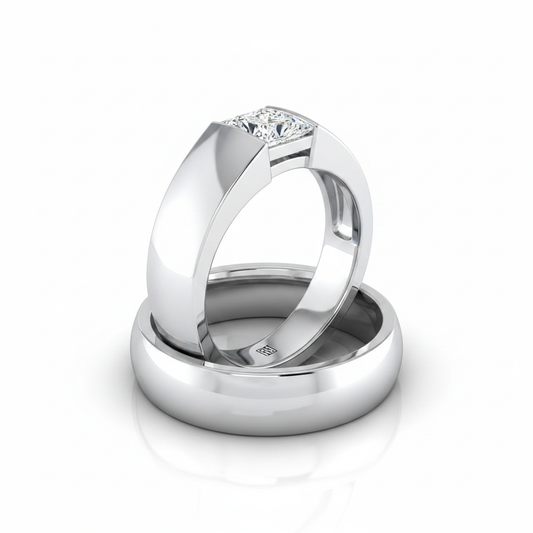 The Lola Matching Wedding Band, Princess in Platinum