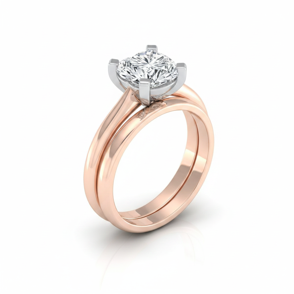 The Lolette Matching Wedding Band, Heart in 14K Rose Gold