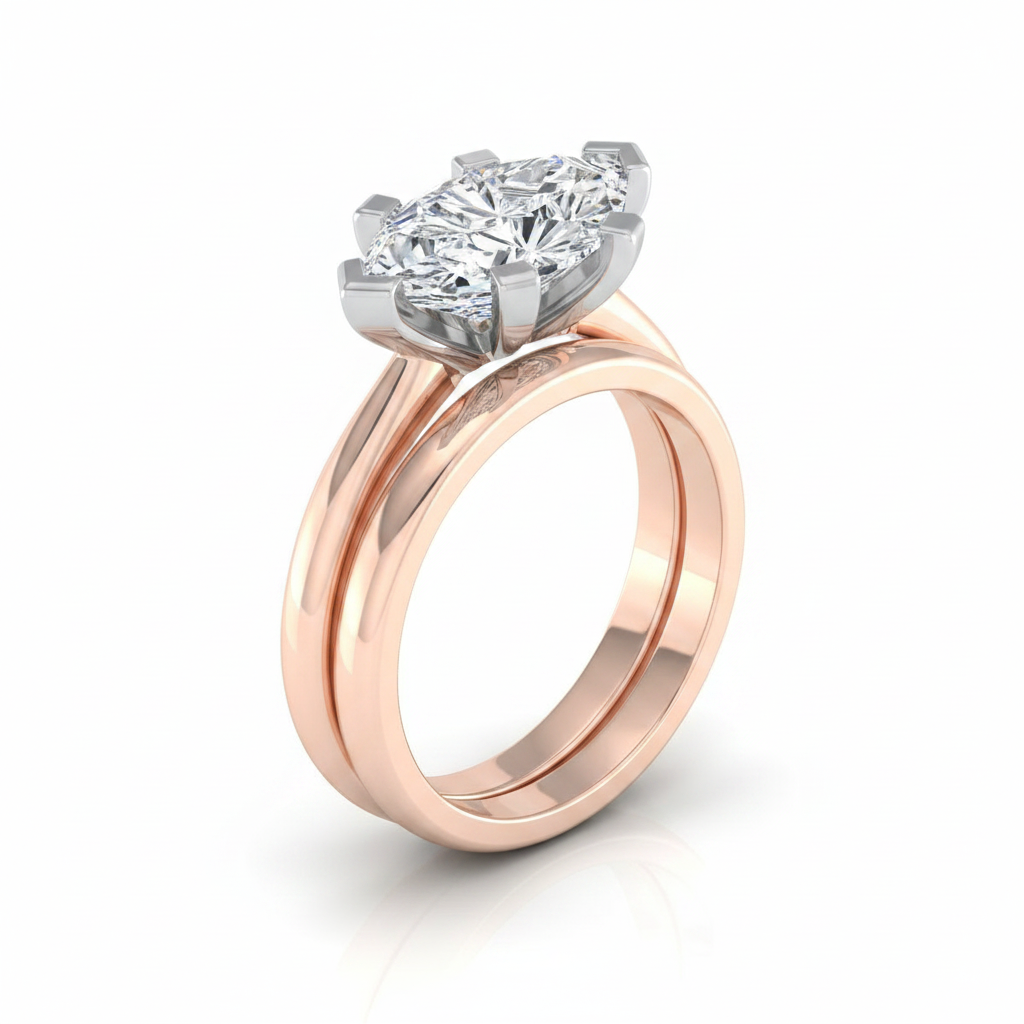The Lolette Matching Wedding Band, Marquise in 14K Rose Gold