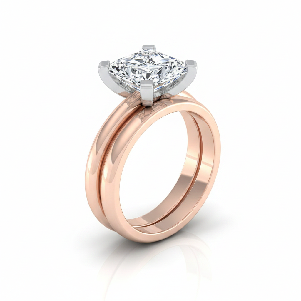 The Lolette Matching Wedding Band, Radiant in 14K Rose Gold