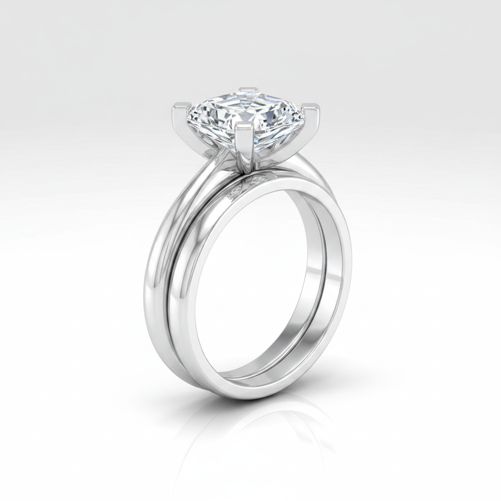 The Lolette Matching Wedding Band, Asscher in 18K White Gold