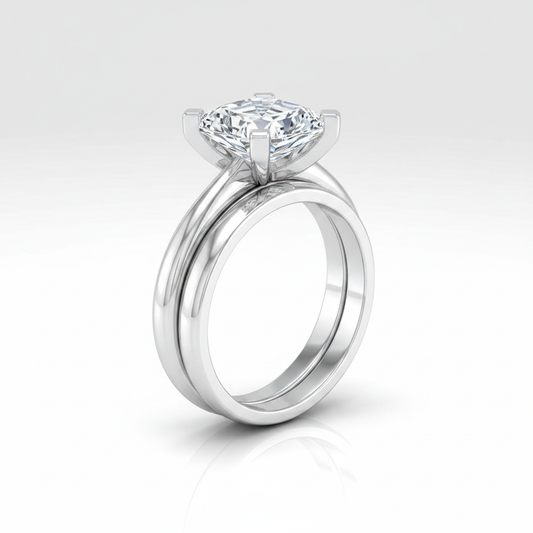 The Lolette Matching Wedding Band, Asscher in 18K White Gold