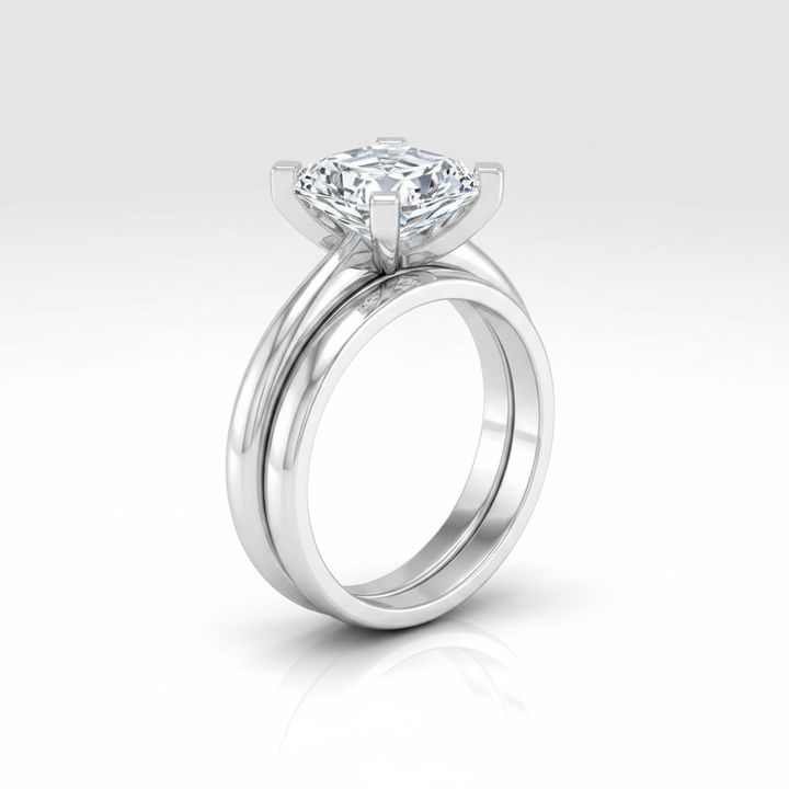 The Lolette Matching Wedding Band, Asscher in 18K White Gold | RockHer