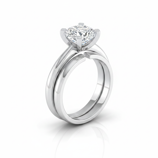 The Lolette Matching Wedding Band, Cushion in 18K White Gold