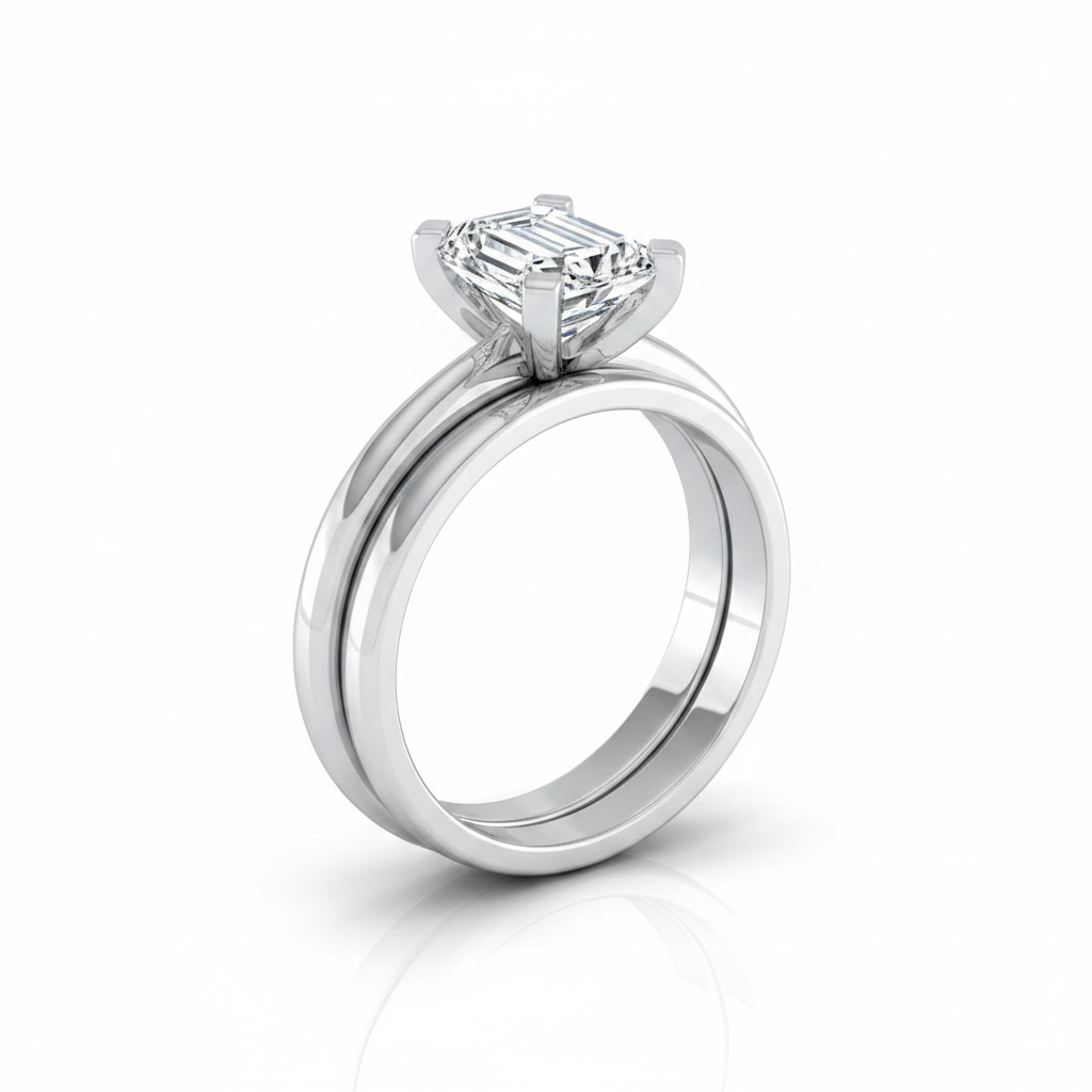 The Lolette Matching Wedding Band, Emerald in 18K White Gold