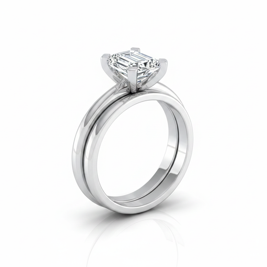 The Lolette Matching Wedding Band, Emerald in 18K White Gold