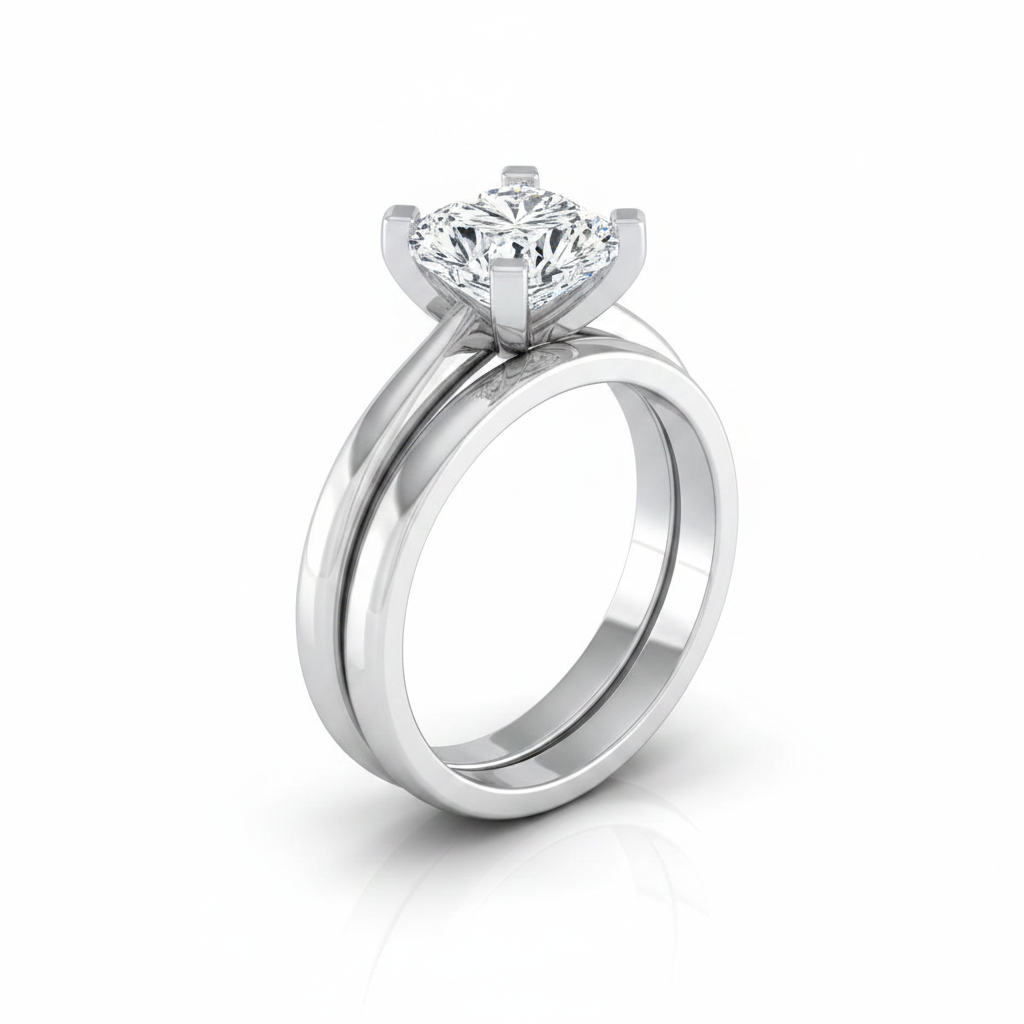 The Lolette Matching Wedding Band, Heart in 18K White Gold