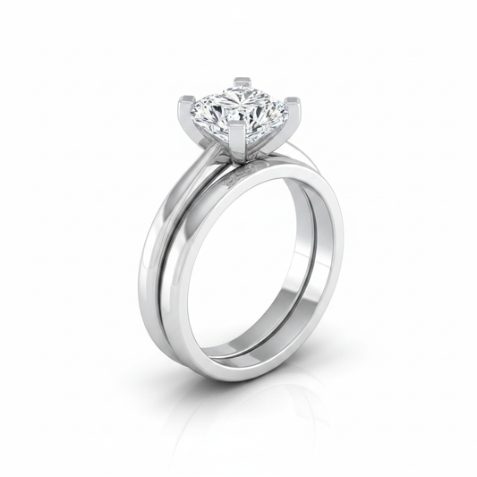The Lolette Matching Wedding Band, Heart in 18K White Gold