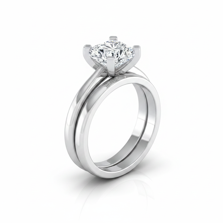 The Lolette Matching Wedding Band, Heart in 18K White Gold | RockHer