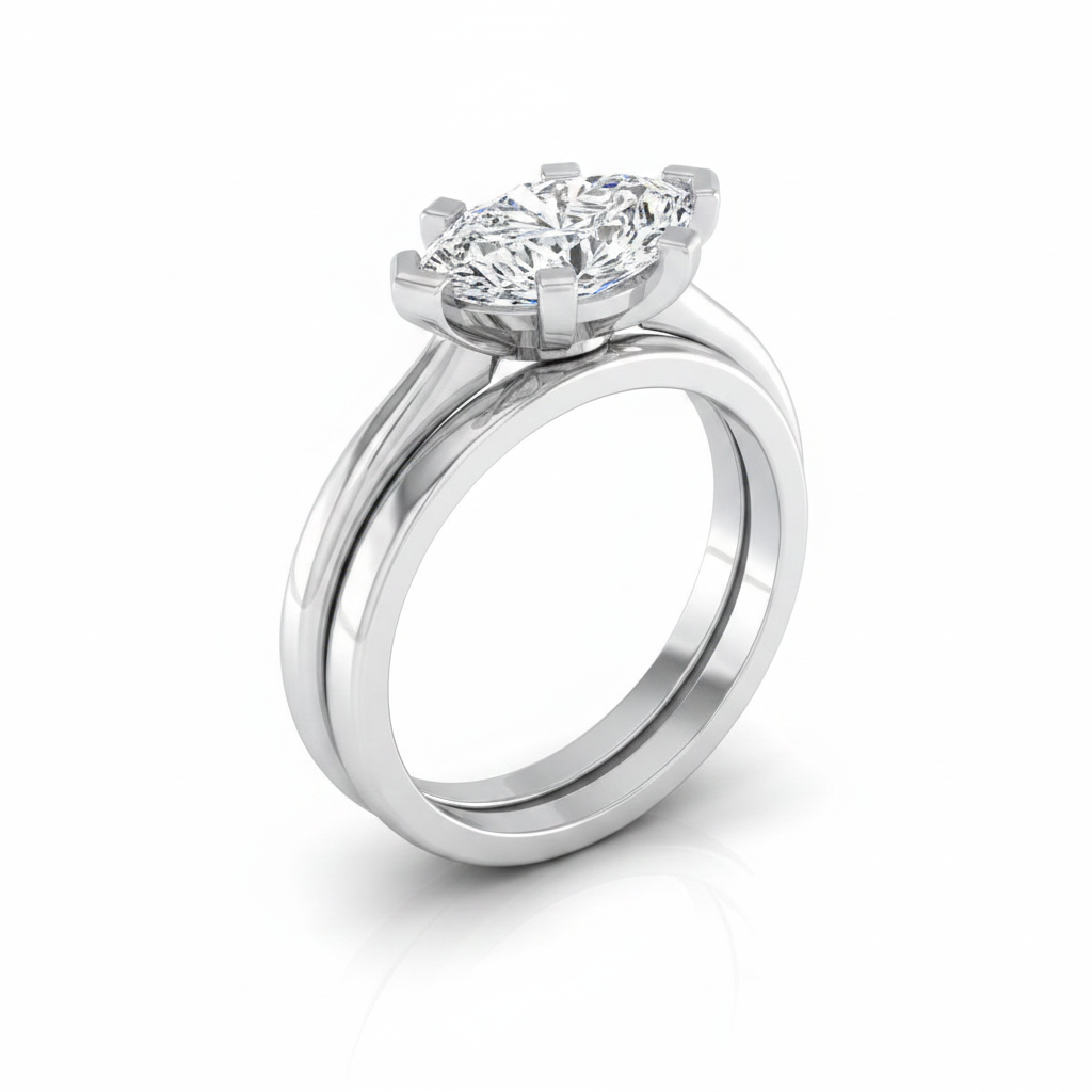 The Lolette Matching Wedding Band, Marquise in 18K White Gold