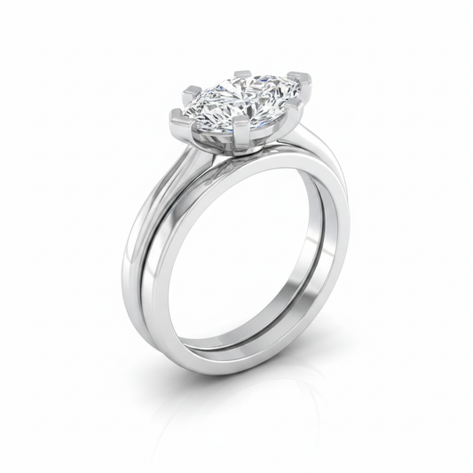 The Lolette Matching Wedding Band, Marquise in 18K White Gold