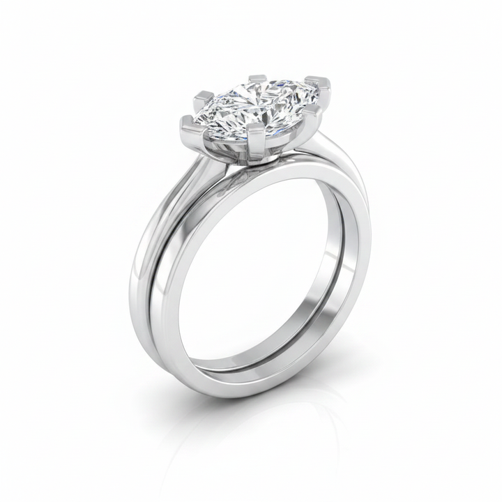 The Lolette Matching Wedding Band, Marquise in 18K White Gold | RockHer