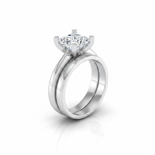 The Lolette Matching Wedding Band, Princess in 18K White Gold