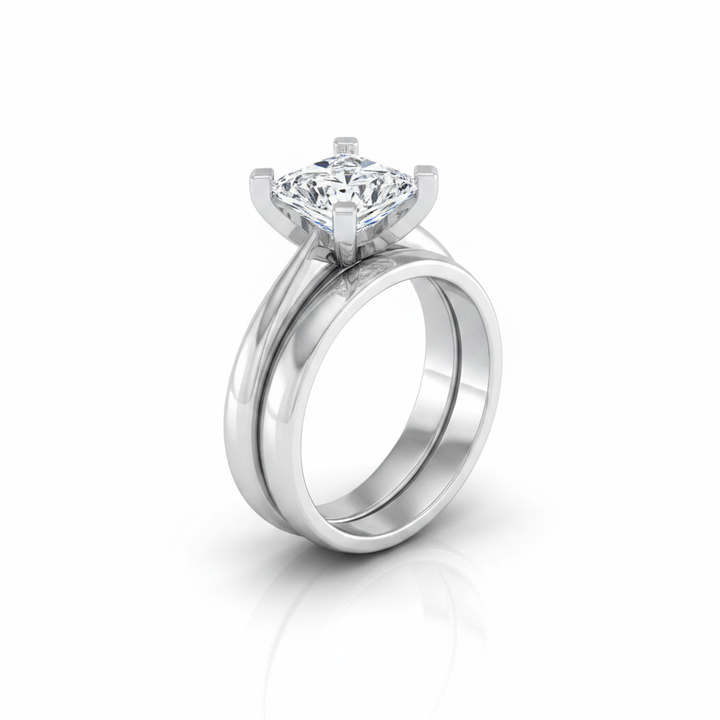 The Lolette Matching Wedding Band, Princess in 18K White Gold | RockHer
