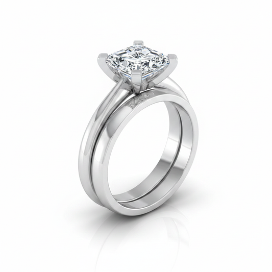 The Lolette Matching Wedding Band, Radiant in 18K White Gold