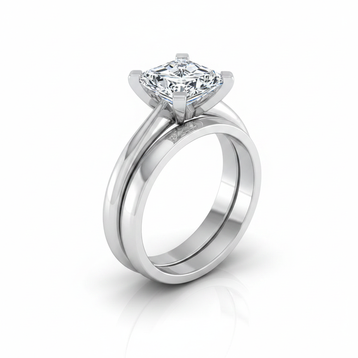 The Lolette Matching Wedding Band, Radiant in 18K White Gold | RockHer