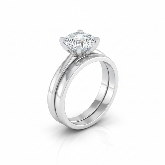 The Lolette Matching Wedding Band, Round in 18K White Gold