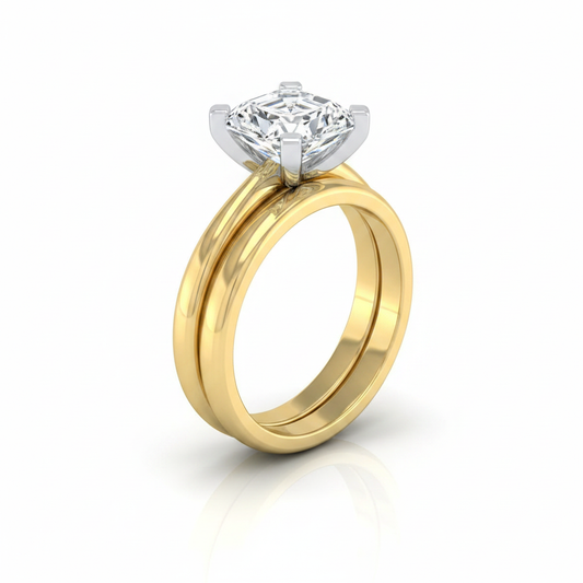 The Lolette Matching Wedding Band, Asscher in 18K Yellow Gold