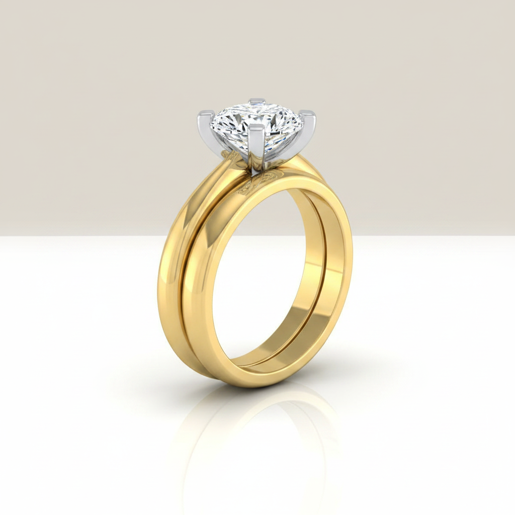 The Lolette Matching Wedding Band, Cushion in 18K Yellow Gold