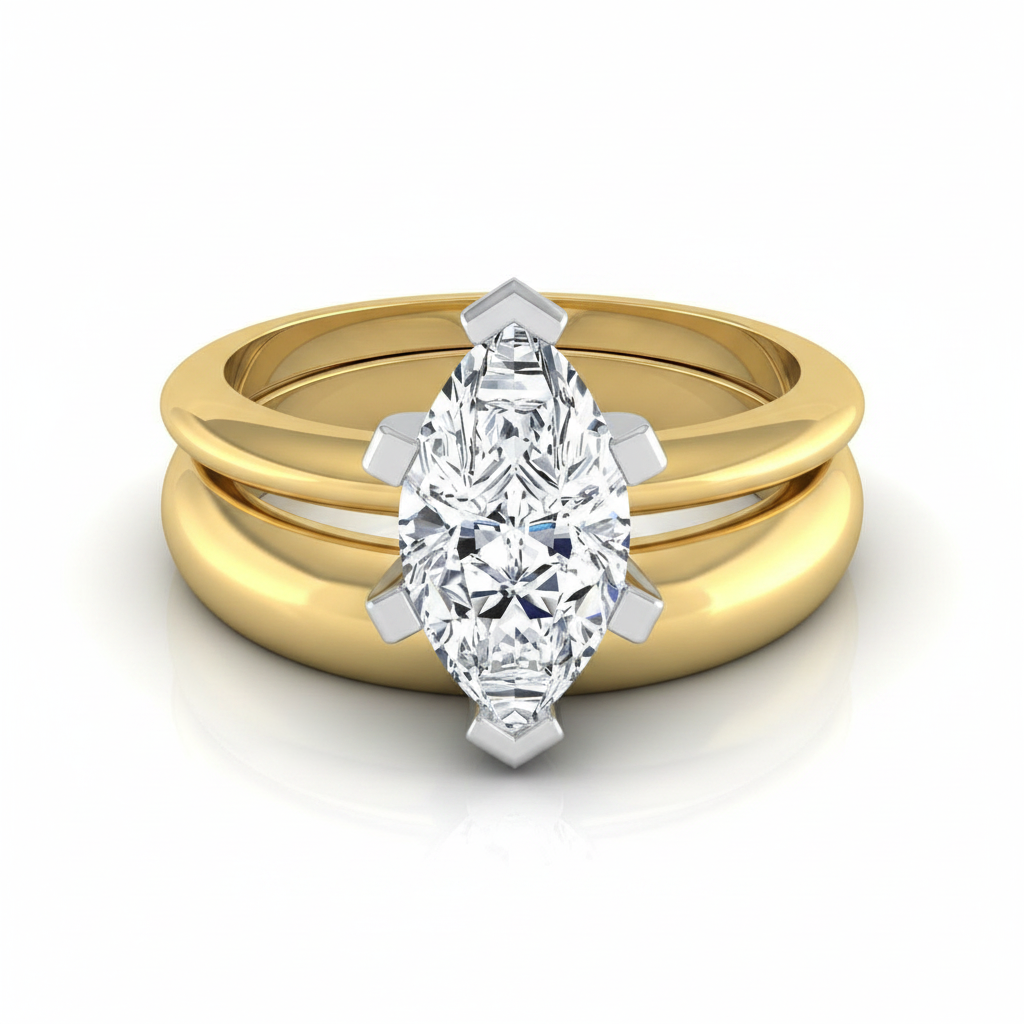 The Lolette Matching Wedding Band, Marquise in 18K Yellow Gold