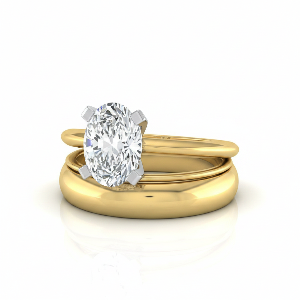 The Lolette Matching Wedding Band, Oval in 18K Yellow Gold