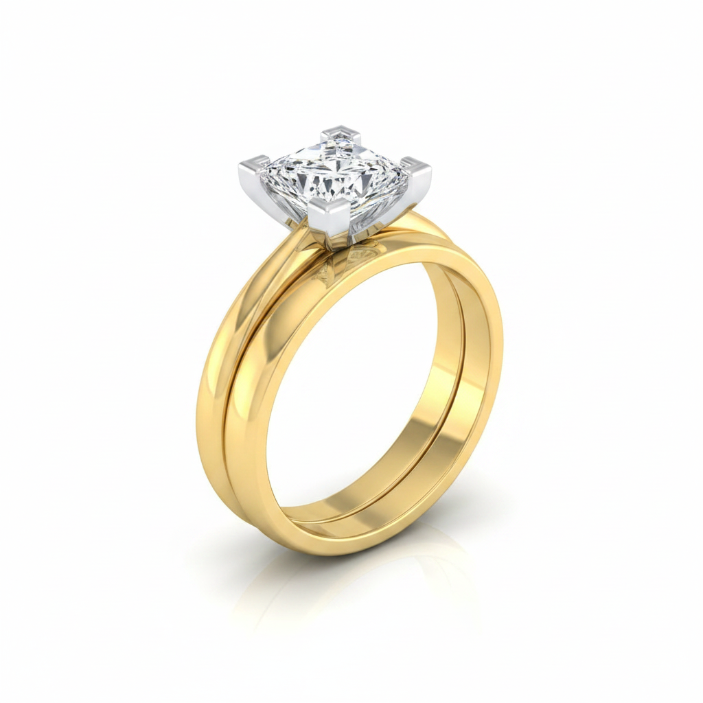 The Lolette Matching Wedding Band, Princess in 18K Yellow Gold