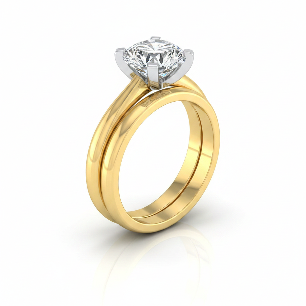 The Lolette Matching Wedding Band, Round in 18K Yellow Gold