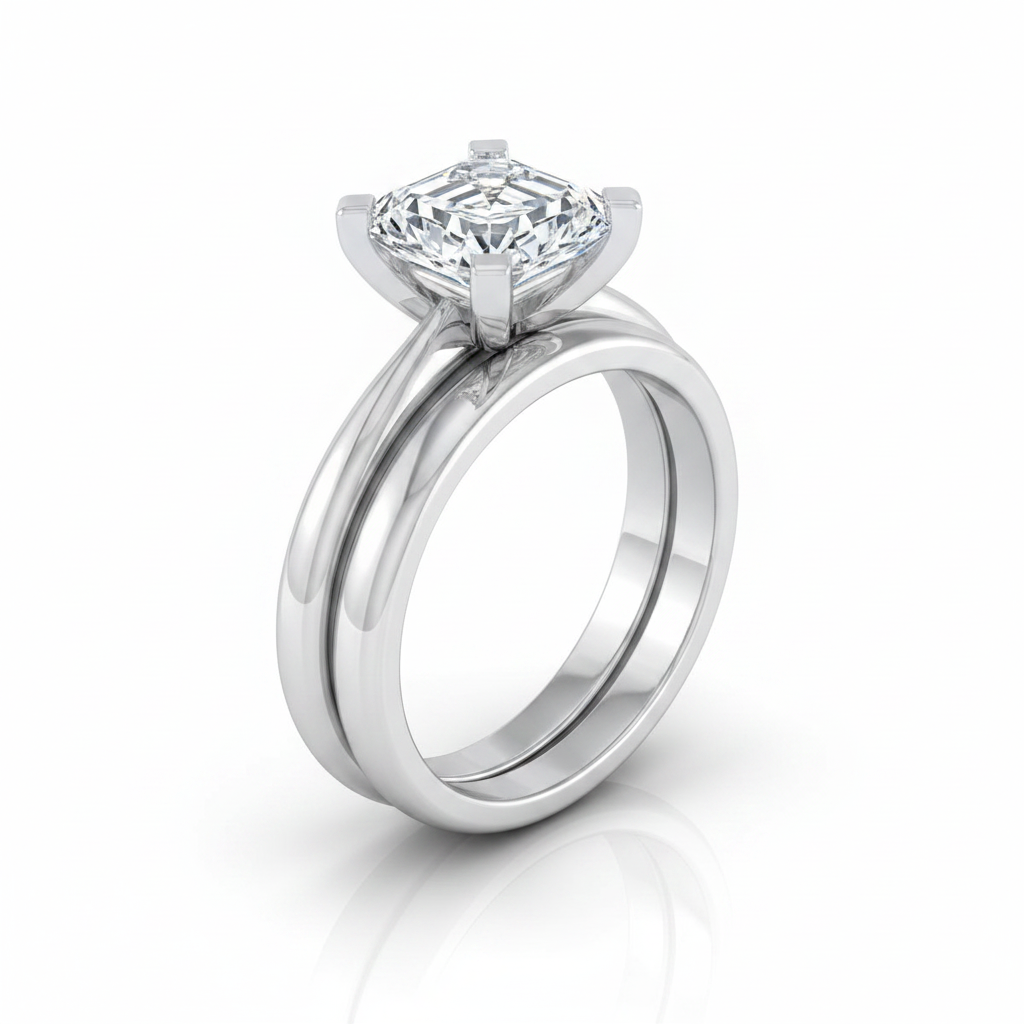 The Lolette Matching Wedding Band, Asscher in Platinum