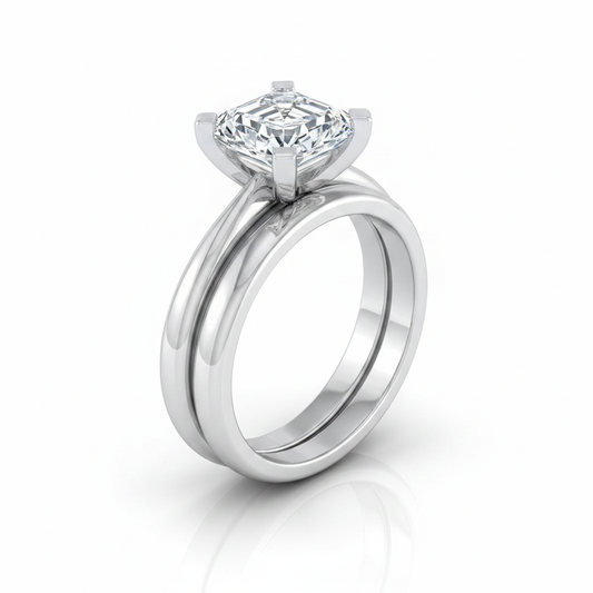 The Lolette Matching Wedding Band, Asscher in Platinum