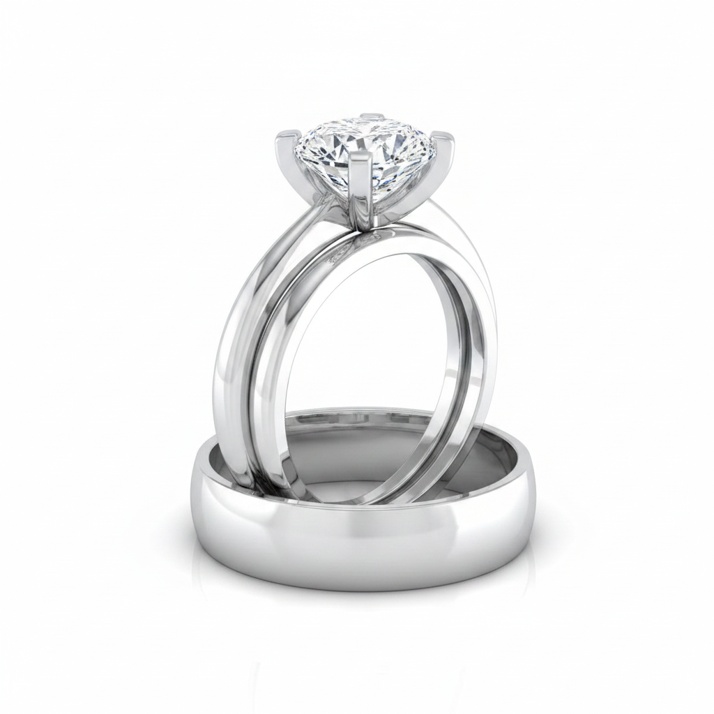 The Lolette Matching Wedding Band, Cushion in Platinum