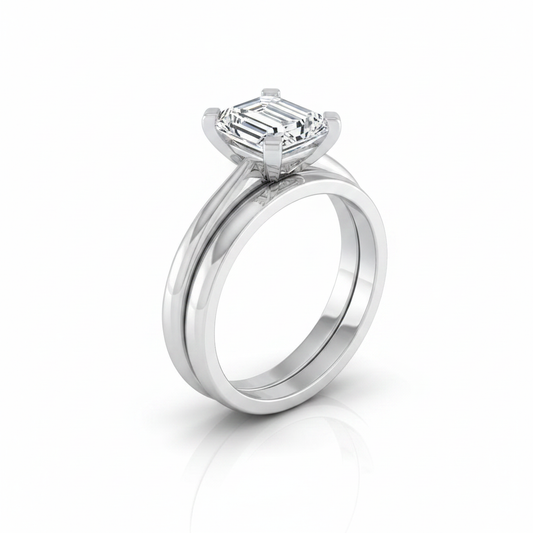 The Lolette Matching Wedding Band, Emerald in Platinum
