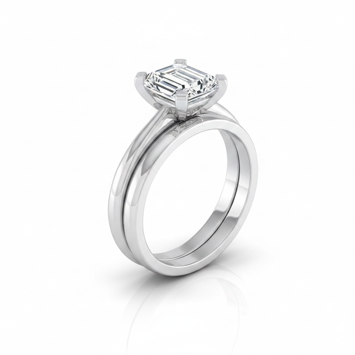 The Lolette Matching Wedding Band, Emerald in Platinum | RockHer