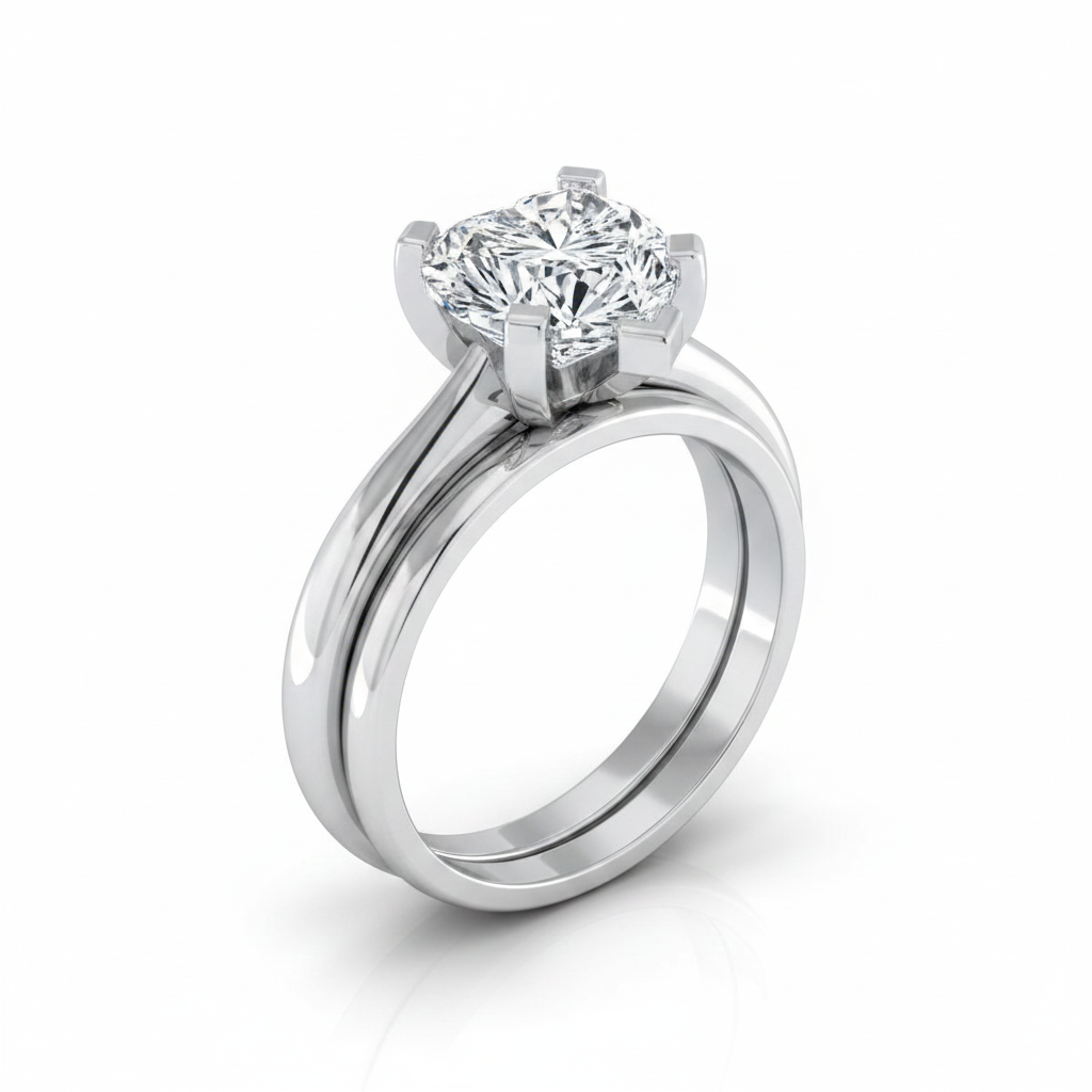 The Lolette Matching Wedding Band, Heart in Platinum