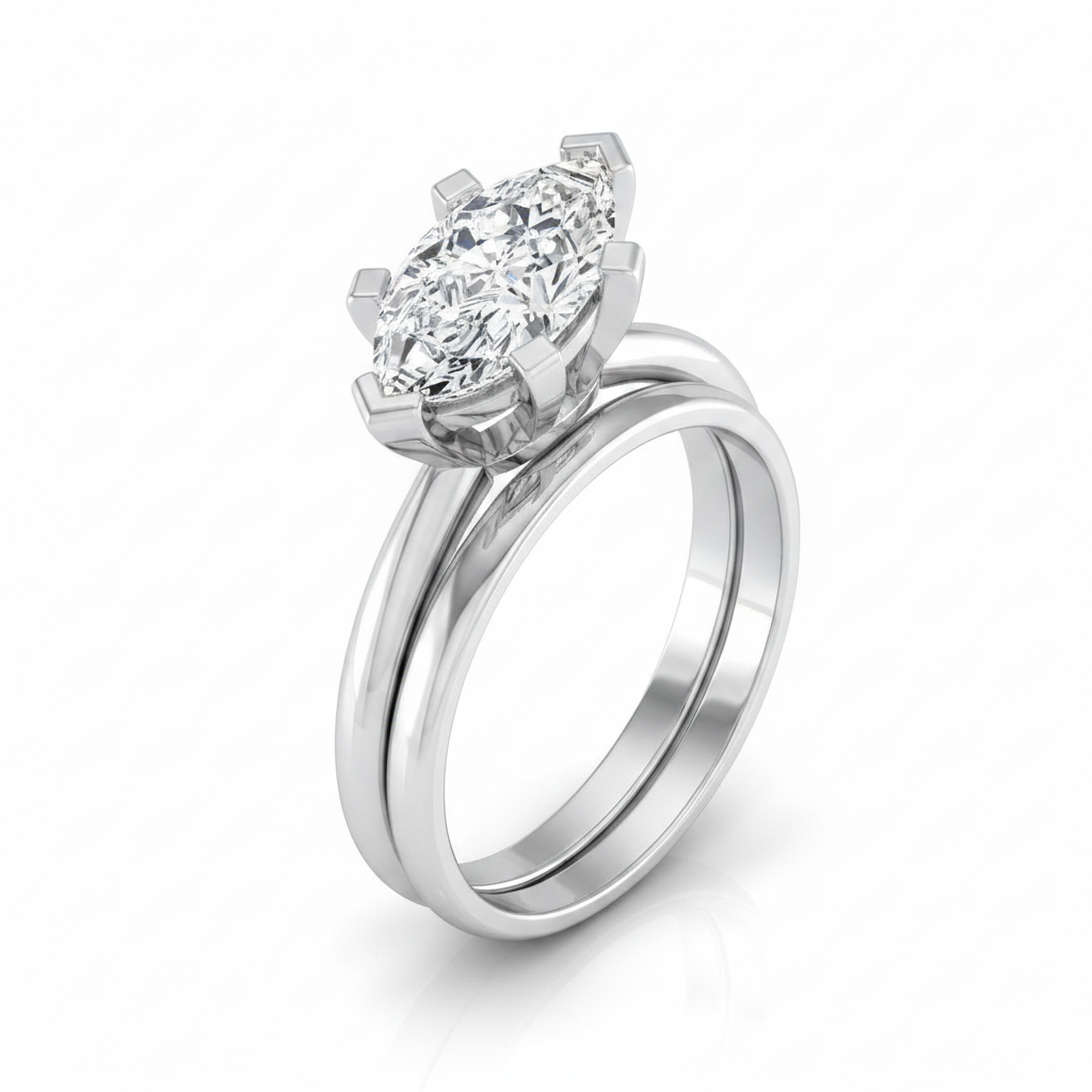 The Lolette Matching Wedding Band, Marquise in Platinum