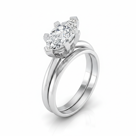 The Lolette Matching Wedding Band, Marquise in Platinum