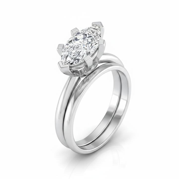 The Lolette Matching Wedding Band, Marquise in Platinum | RockHer