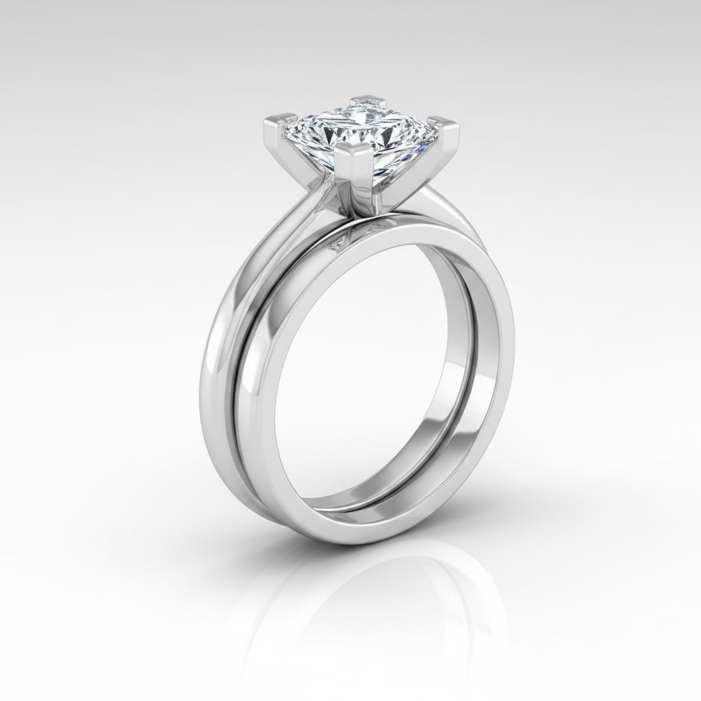 The Lolette Matching Wedding Band, Princess in Platinum