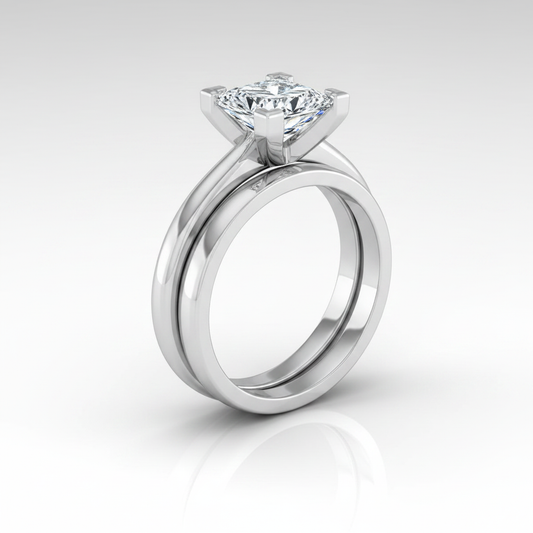 The Lolette Matching Wedding Band, Princess in Platinum