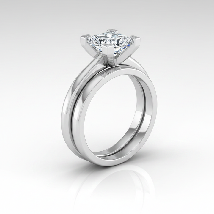 The Lolette Matching Wedding Band, Princess in Platinum | RockHer
