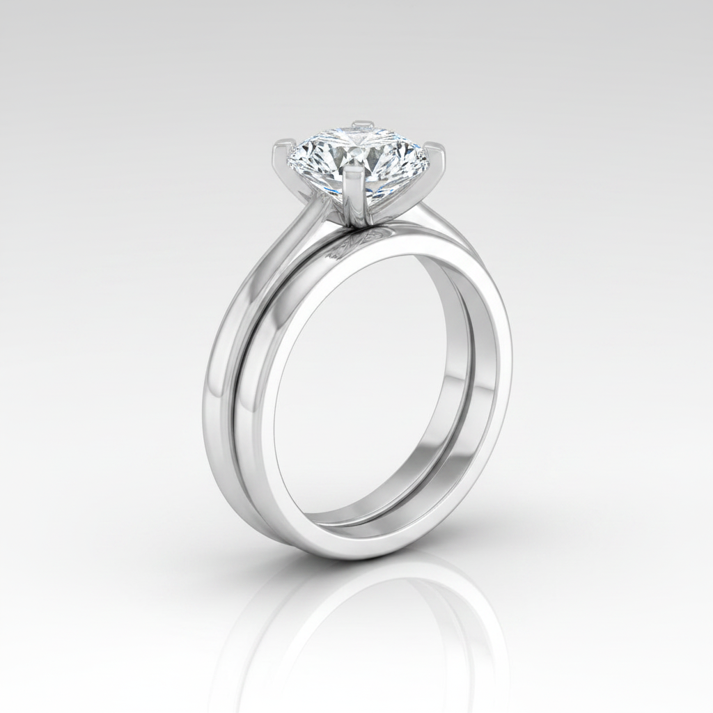 The Lolette Matching Wedding Band, Round in Platinum