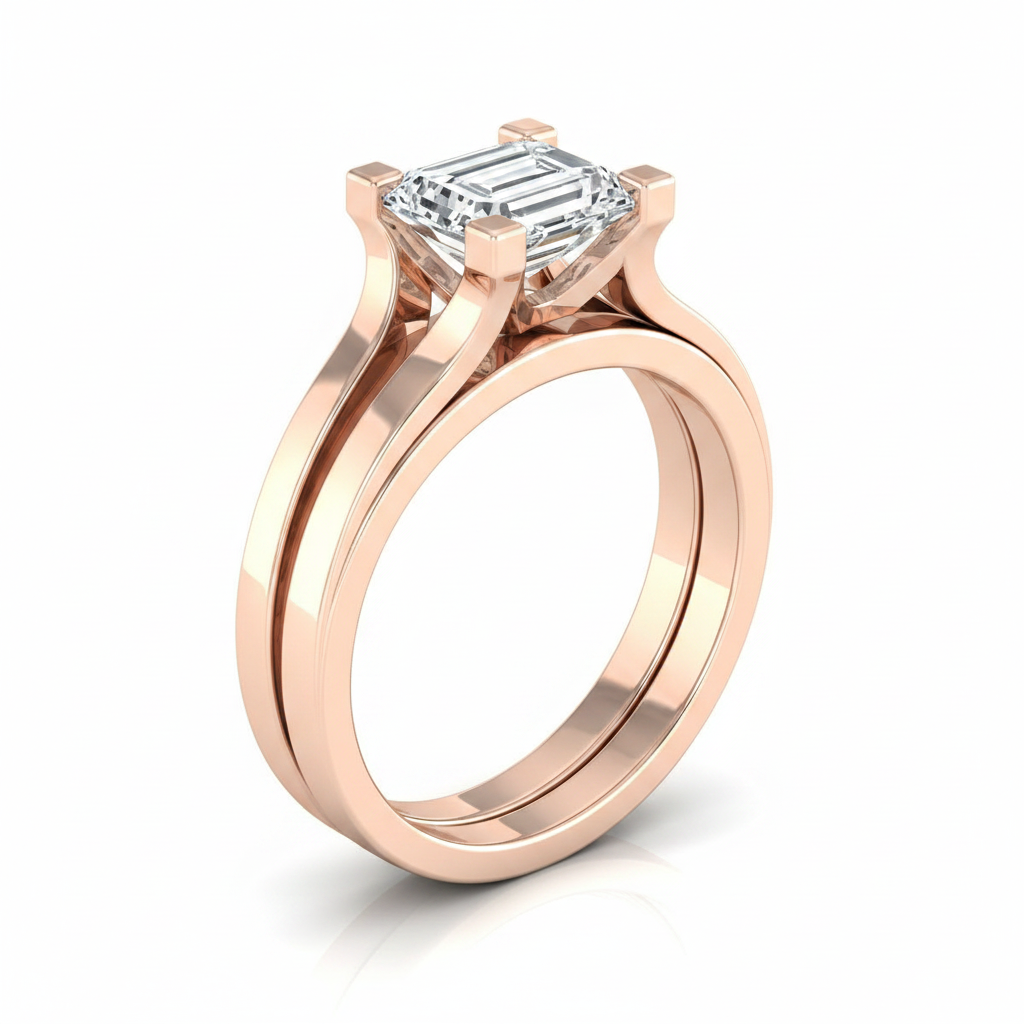 The Lorelei Matching Wedding Band, Emerald in 14K Rose Gold