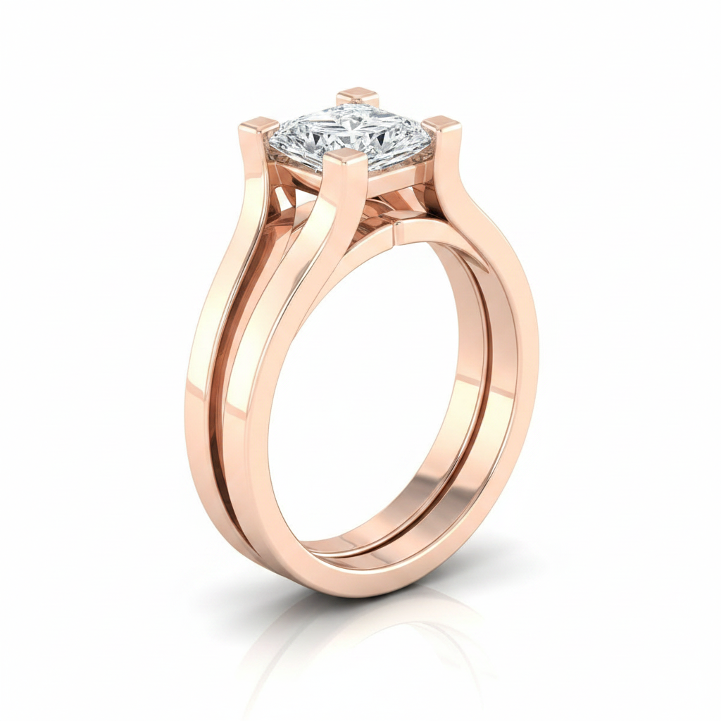 The Lorelei Matching Wedding Band, Princess in 14K Rose Gold