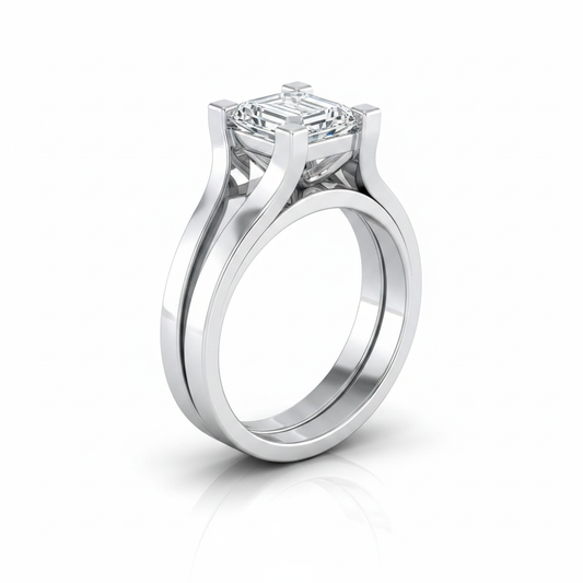 The Lorelei Matching Wedding Band, Emerald in 18K White Gold