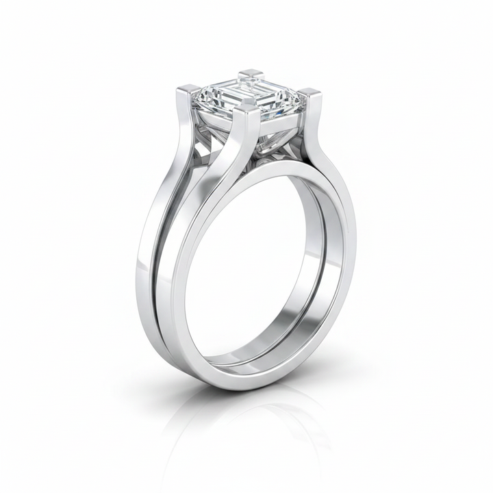 The Lorelei Matching Wedding Band, Emerald in 18K White Gold | RockHer
