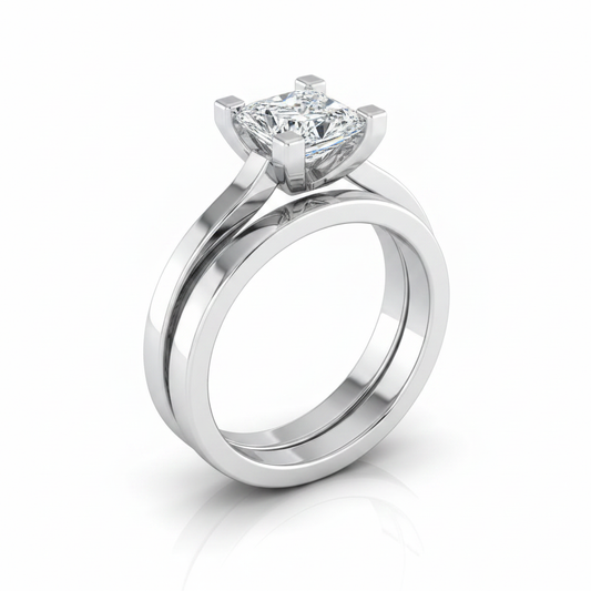 The Lorelei Matching Wedding Band, Princess in 18K White Gold