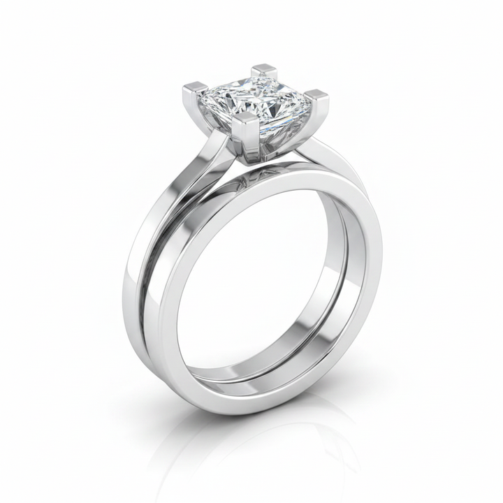 The Lorelei Matching Wedding Band, Princess in 18K White Gold | RockHer