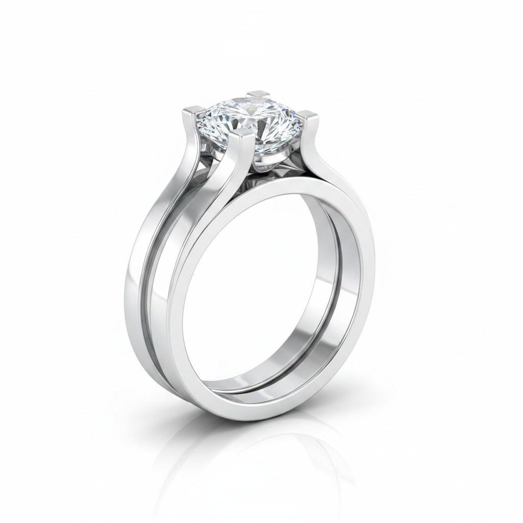 The Lorelei Matching Wedding Band, Round in 18K White Gold