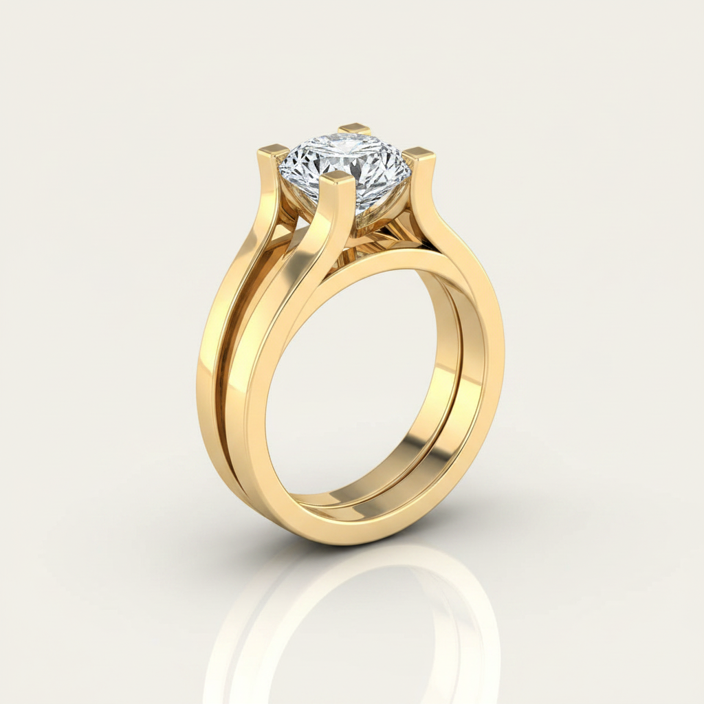 The Lorelei Matching Wedding Band, Round in 18K Yellow Gold