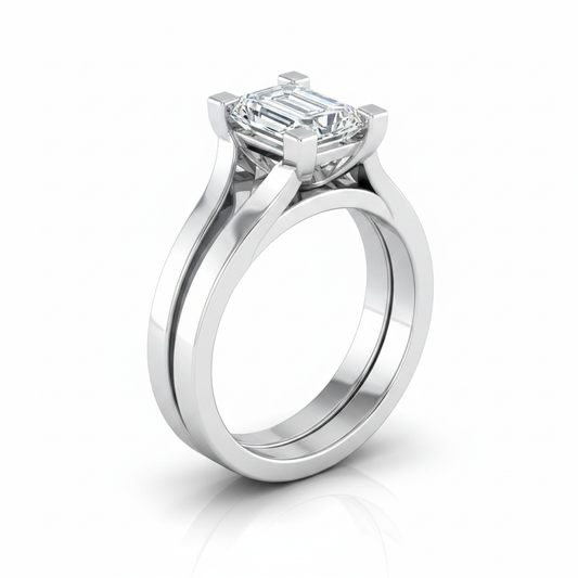 The Lorelei Matching Wedding Band, Emerald in Platinum